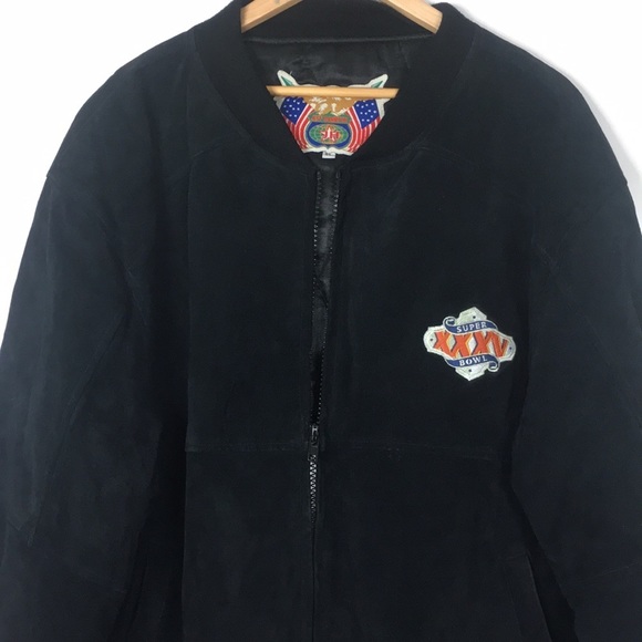Jeff Hamilton SuperBowl XXXV Suede bomber jacket - Picture 2 of 10